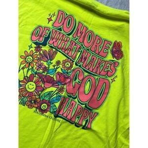 Southern Couture Neon yellow T Shirt Do More What Makes God Happy Womens XL